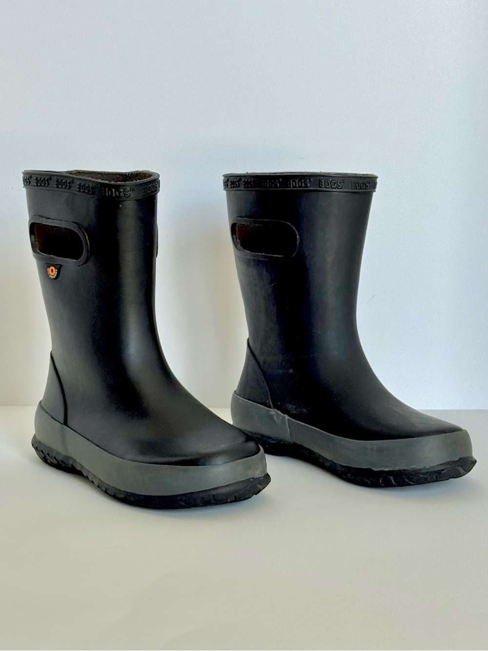 BOGS Skipper Solid Rain Boots Kids Size 13 Black Waterproof Pull On